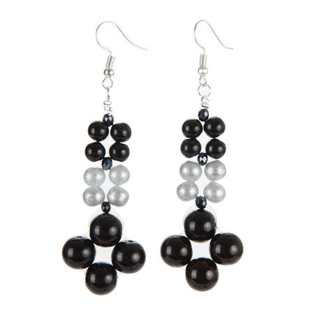 Aretes Con Perlas Negras Y Perlas Destellos Blancas