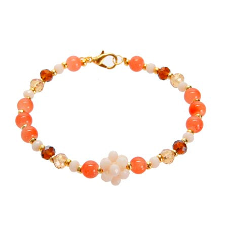 Pulsera De Rondeles Y Cuenta Brillante