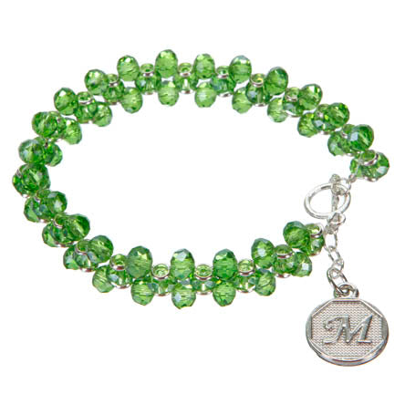 Pulsera De Cristales Esmeralda Con Letra Inicial