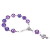 Fantasías Miguel Clave:SO565 Pulsera Decenario Morado Con Cruz Plata