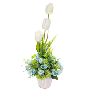 Maceta Azul Con Tulipan