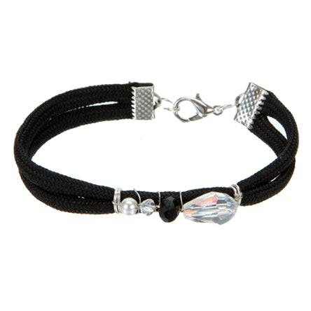 Pulsera De Cordón Negro Con Cristales