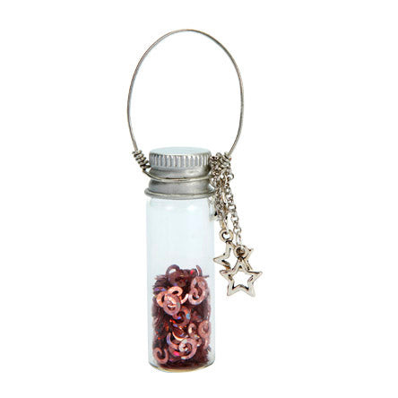 Mini-Botella Colgante Con Dije Estrellas Y Lentejuela Espiral
