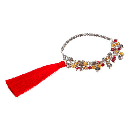 Pulsera De Engarces Con Borla Roja