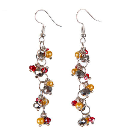 Aretes De Rondeles Y Perlas Oro, Plata Y Rojo