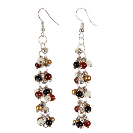 Aretes Con Perlas Y Cuentas Redondas