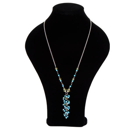 Collar De Perlas Y Cristales Azul/Amarillo