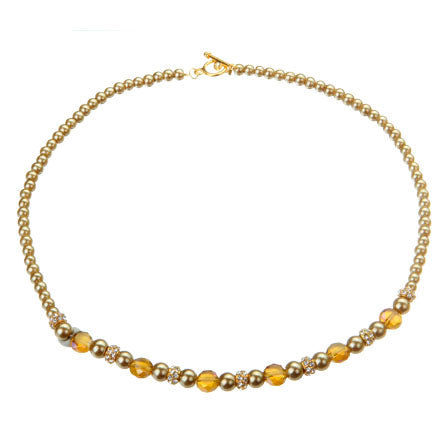 Collar Topacio-Oro Con Rondeles De Cristal