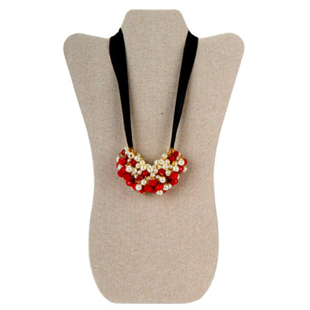 Collar De Perlas Y Rondeles Con Listón
