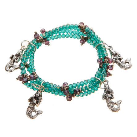 Pulsera Triple Jade Con Dijes De Sirena