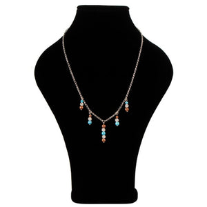 Collar De Cadena Plata Con Perlas Destello Azul-Café
